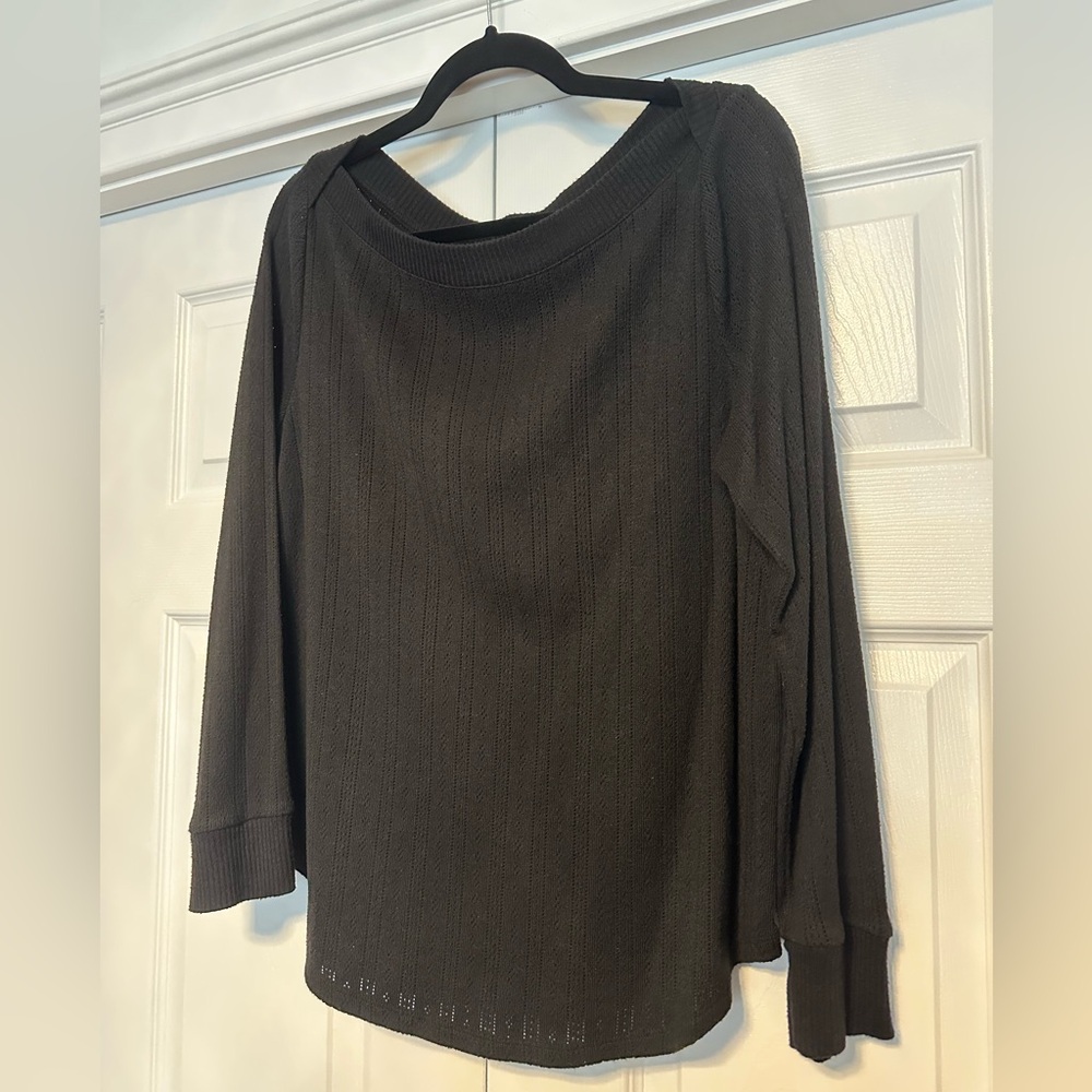 LOFT Black Textured Knit Top